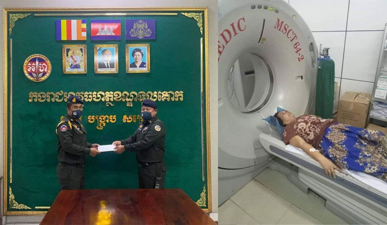 ក្រុមការងារ អាវុធហត្ថខណ្ឌទួលគោក ឧបត្ថម្ភថវិកាដល់ សមាជិក ដែលម្តាយរបស់លោក មានជំងឺដុះសាច់ក្នុងសួតកំពុងសម្រាកព្យាបាលនៅមន្ទីរពេទ្យ